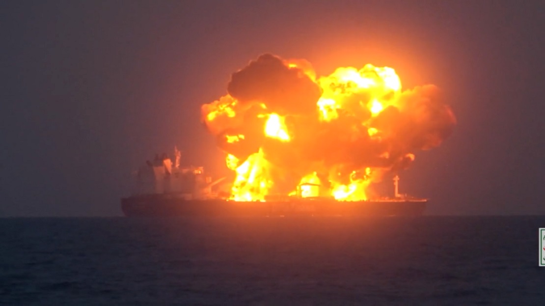 Houthis burn Greek ship in Red Sea
