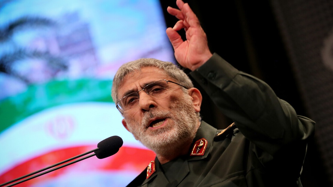 A message from the commander of the Quds Force of the Iranian Revolutionary Guard, Major General Esmail Qaani, to the head of the political bureau of the Hamas movement, Yahya Sinwar