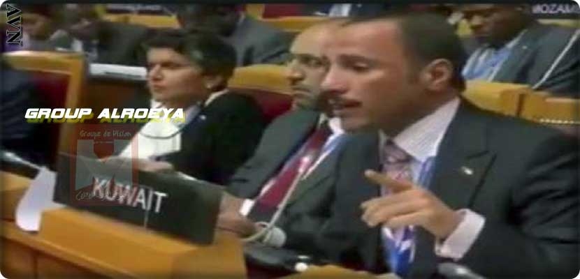طالب الغانم الوفد الإسرائيلي بحمل حقائبه وترك القاعة واصفا الوفد بــ "المحتل وقتلة الأطفال"