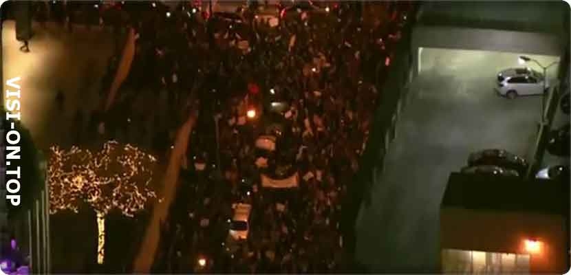 صورة من احتجاجات في امريكا على فوز دونالد ترامب في الانتخابات الرئاسية